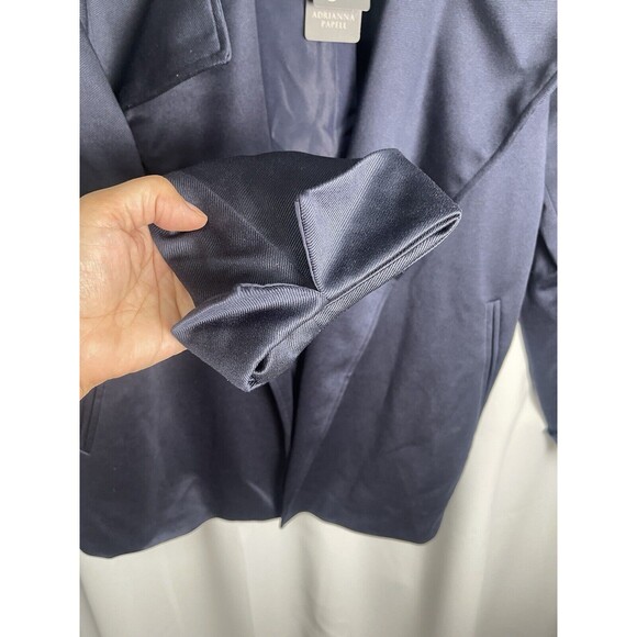 ADRIANNA PAPEL Trench Jacket With Back Yoke In Navy Sz Large New - Picture 5 of 10